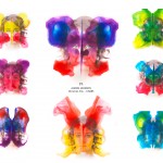 Coloured butterfly rorschach images printed over faces