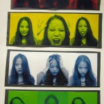 Several self-portraits of a girl with various facial expressions