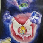 Watercolour painting of psychotropic drugs