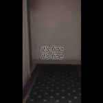 Video still of a room with the text "it's fine it's fine" overlaid on top of the still